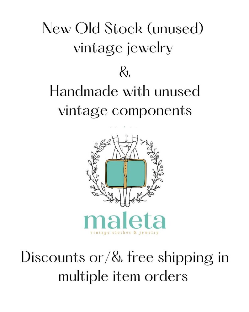 May include: A logo for a shop called "maleta" that sells vintage clothes and jewelry. The logo features a woman holding a suitcase with a green background and a gold trim. The text "maleta" is written in a cursive font below the image. The text "vintage clothes & jewelry" is written in a smaller font below the shop name.