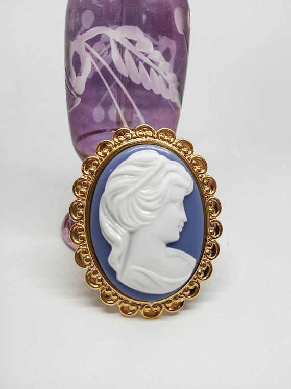 シェルカメオ サイン入りブローチペンダントトップ ヴィンテージ 4×3cm