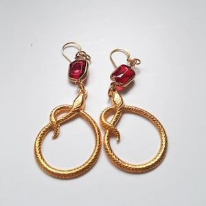 NOS VINTAGE snake hoop earrings, gold or silver hoop snake earrings, silver snake earrings, 80s 90s vintage earrings .