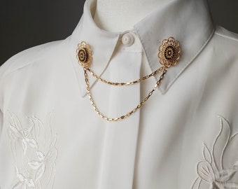 NEVER USED Vintage collar pins, pick 1 or 2: gold pearl, victorian collar pin chain, choose your collar clips set, The Gilded Age fans gift.