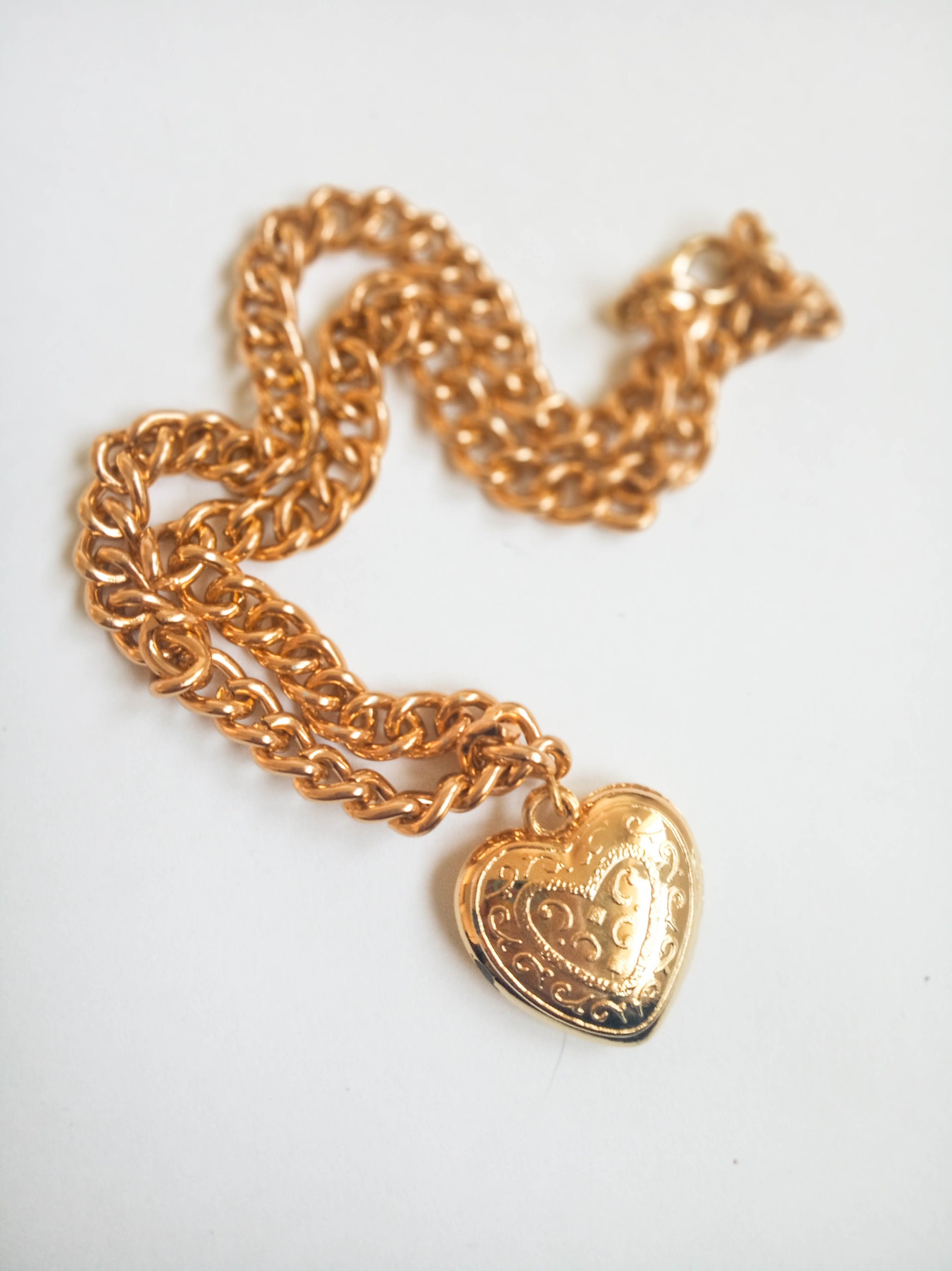Gold chunky chain heart necklace large heart necklace choker Etsy