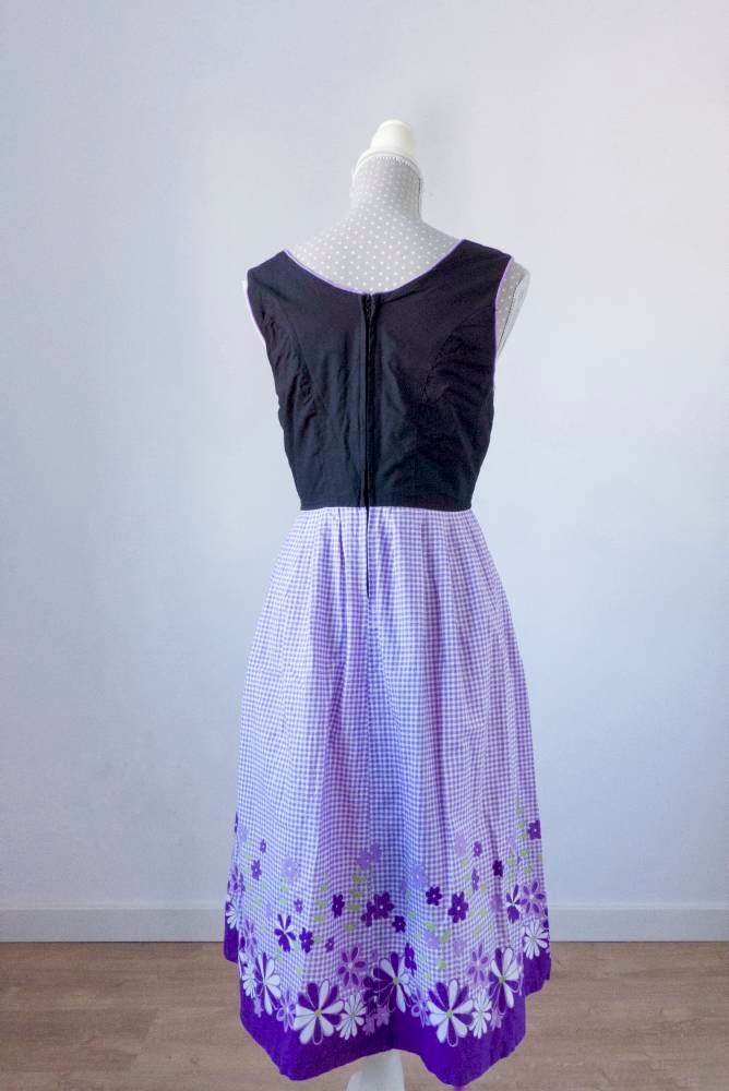 Vintage Dirndl Dress S Black Purple Cotton Prairie Dress 4-6 - Etsy