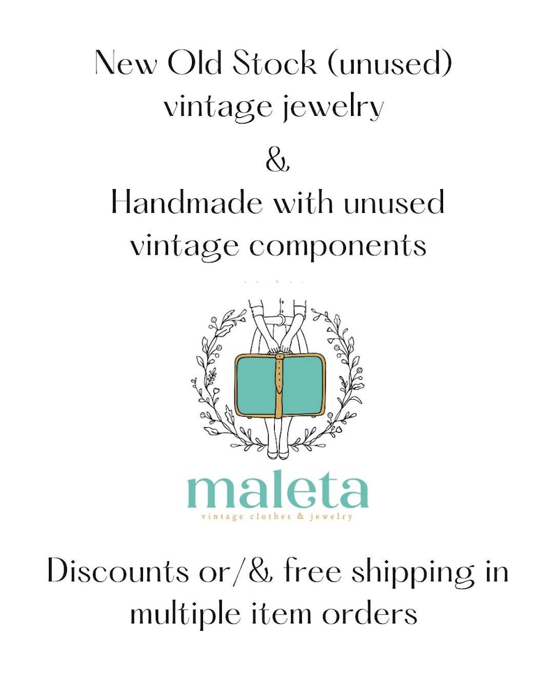 May include: A logo for a shop called "maleta" that sells vintage clothes and jewelry. The logo features a woman holding a suitcase with a green background and a gold trim. The text "maleta" is written in a cursive font below the image. The text "vintage clothes & jewelry" is written in a smaller font below the shop name.