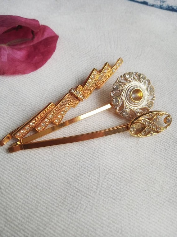 80s victorian edwardian bobby pins, NEVER USED gol