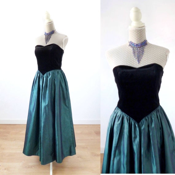 80s Laura Ashley prom dress, ball gown dress, blac