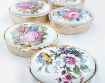 Vintage pill case, New Old Stock small keepsake box, NOS Ceramics pill box vintage, small keepsake box, Spanish vintage jewelry box.