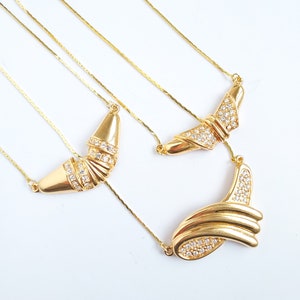 24K Vergoldete Kette Kristallhalskette, NOS 90s Vintage Gold Swarovsky strasskette, gold und klare Swarovski Kristallkette.