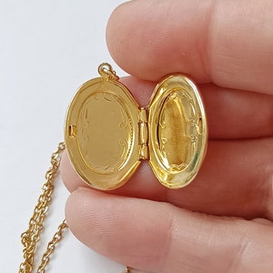 Vintage Wedding Cat Pattern Oval Photo Locket Pendant Necklace – 24 Inch Chain – Handmade