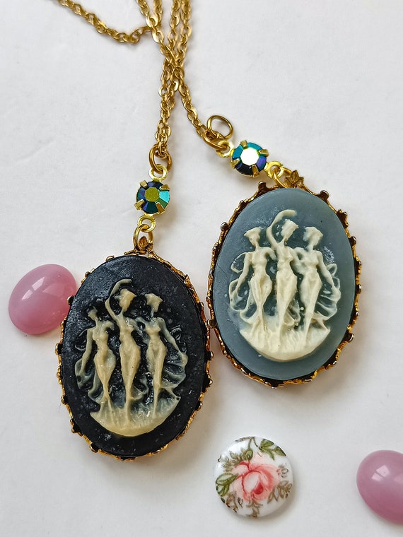 Three Graces cameo necklace, UNUSED VINTAGE Japan… - image 6