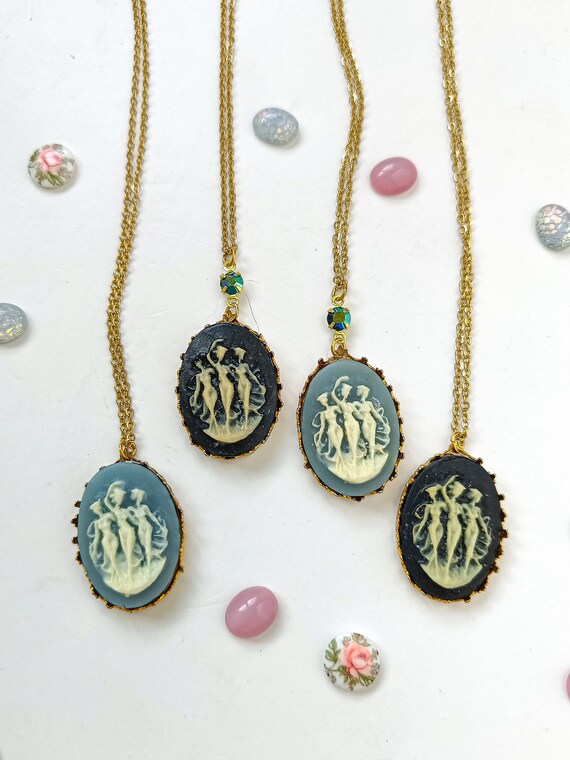 Three Graces cameo necklace, UNUSED VINTAGE Japan… - image 2