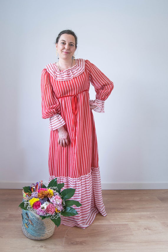 Vintage prairie dress M-L, 70s 80s edwardian prair