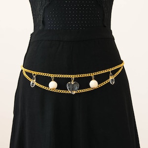 NOS 90s gold chain belt, gold metal belt, waist chain belt, belly chain belt.