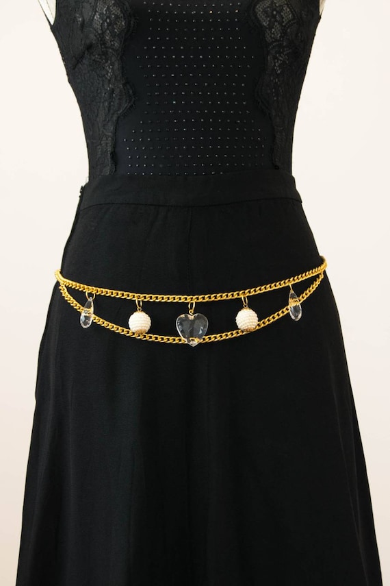 NOS 90s Gold Chain Belt, Gold Metal Belt, Waist Chain Belt  display picture 1