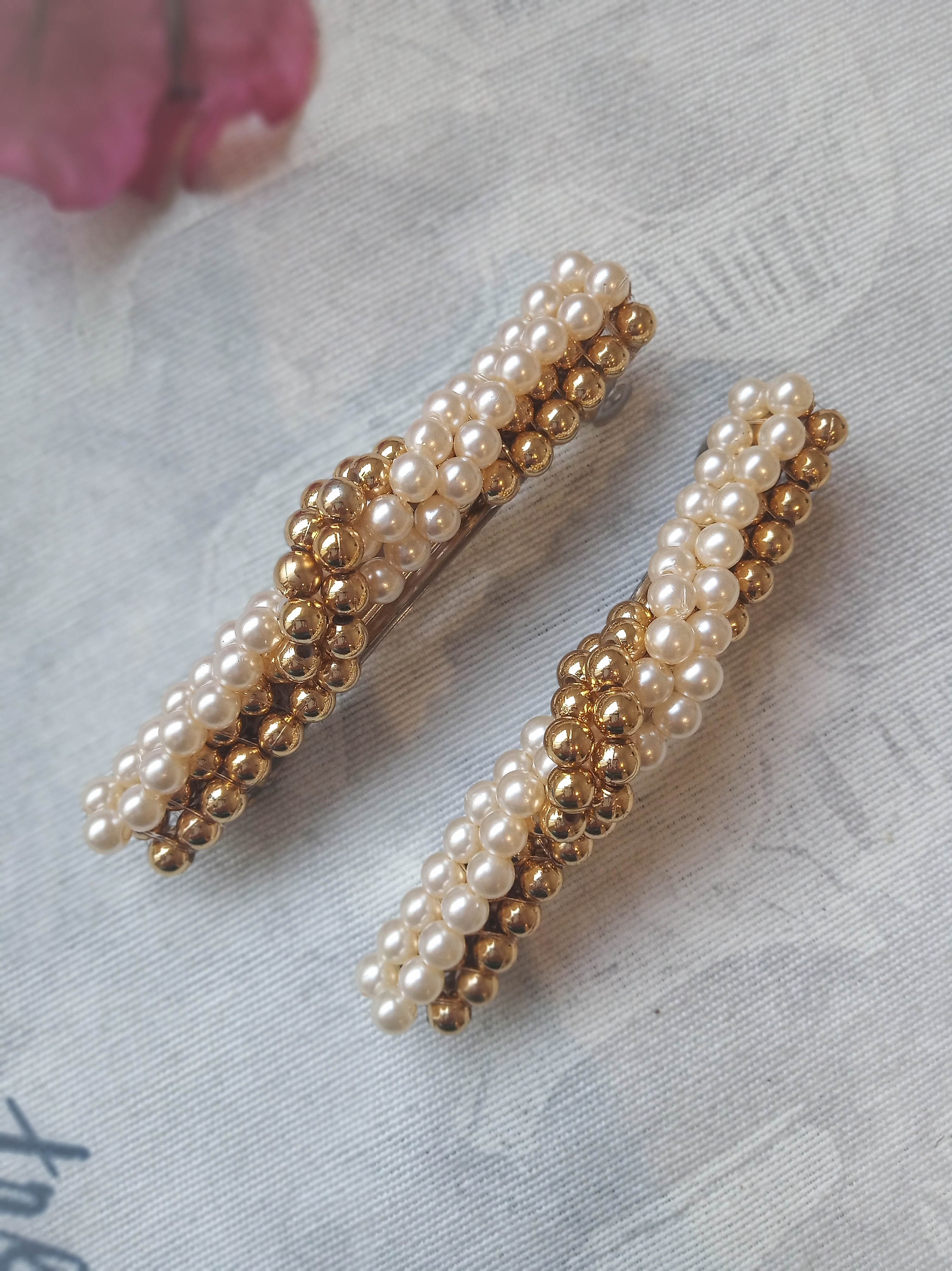 NOS Vintage Pearl Hair Clip, Unworn Handmade Vintage 90s 