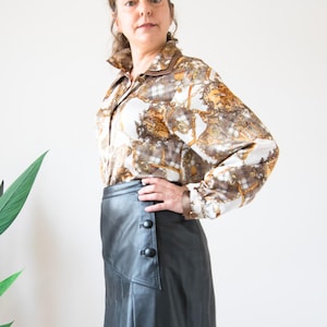 Equestrian baroque button shirt, 90s chains button up shirt, novelty print vintage blouse, autumn button down shirt M, women&#39;s button up L.