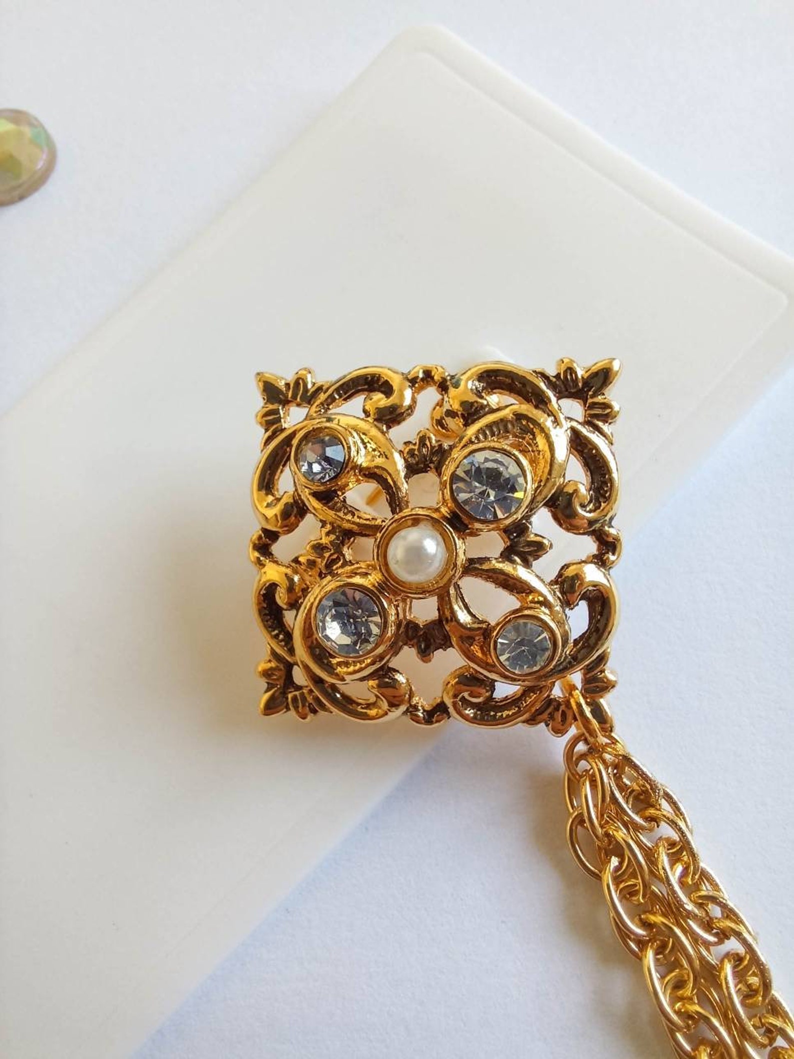 Vintage Collar Pins Chain NEW OLD STOCK 80s Victorian Black Etsy