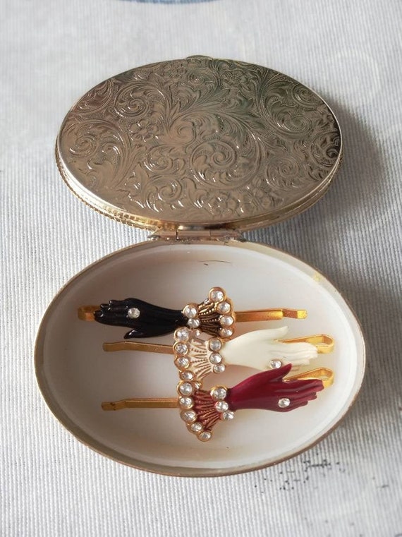 80s victorian hands bobby pins, enamel NEVER USED