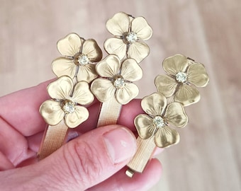 Horquillas de hoja de oro vintage sin usar, hojas de horquillas de oro, horquillas decorativas de otoño.