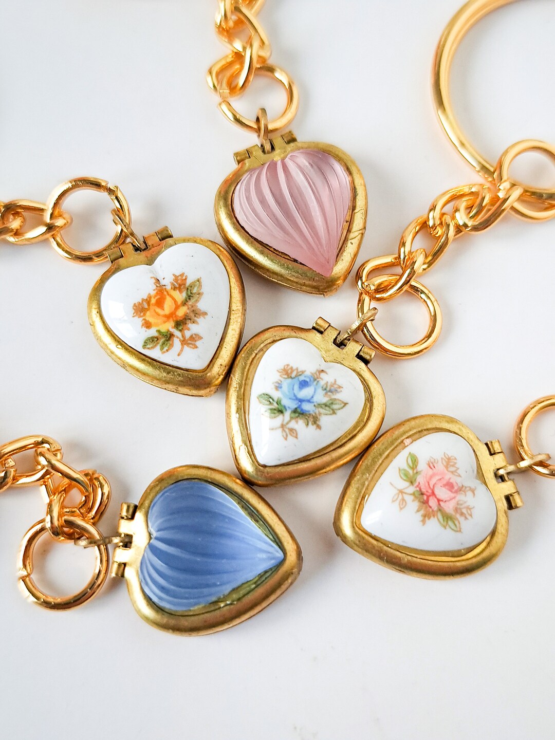 Long Distance Keychain Heart Locket, Gold Plated Heart Locket Keychain ...
