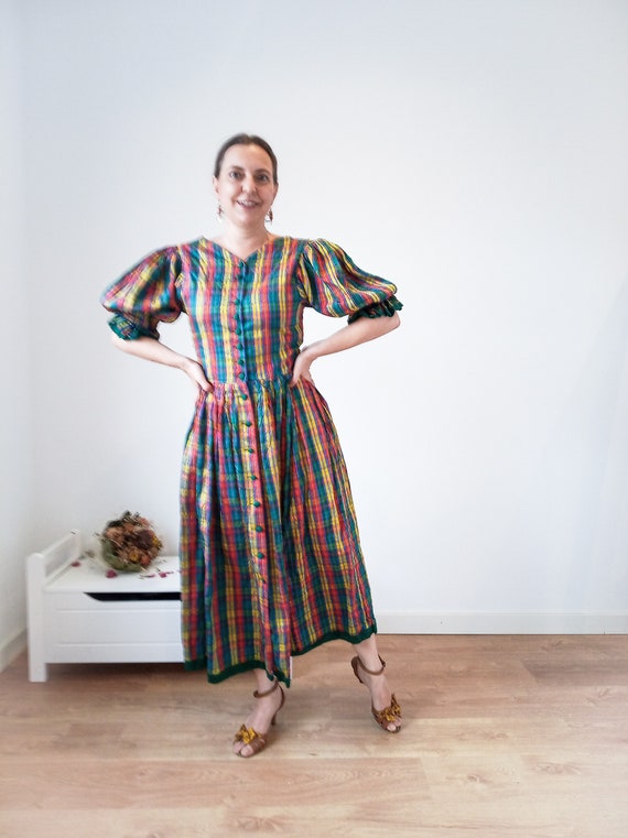 Silk vintage dirndl dress, long dirndl dress, ball