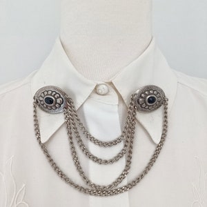 RESERVED UNUSED Vintage gold/silver collar pins, statement pearl collar pin chain, collar pins chain, cloak chain br, dramatic collar chain.