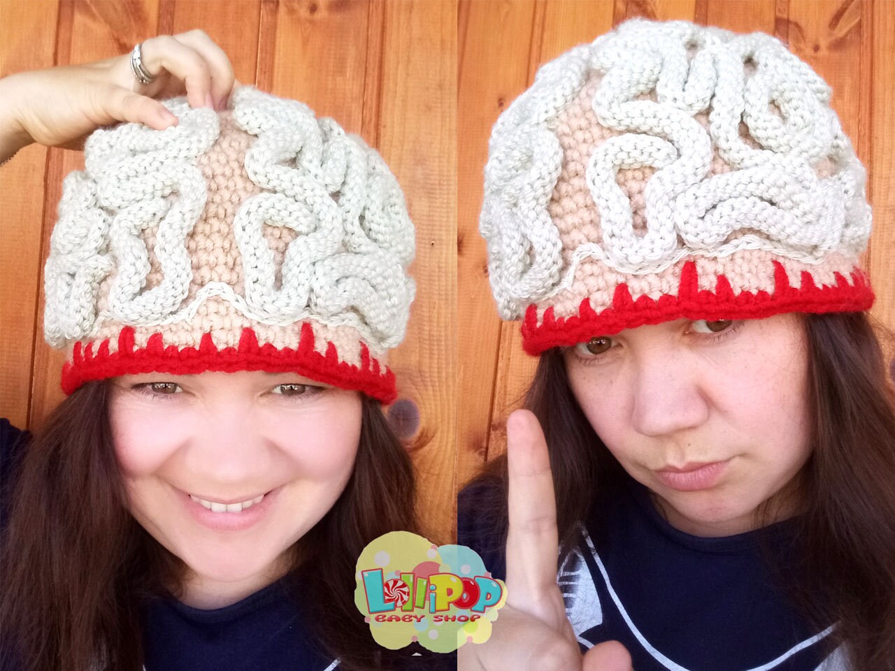 crochet brain hat