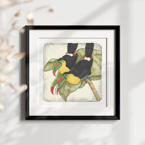Toucan Gallery Wall Art Print With Different Sizes Available - (Print only)  Tropical Print, Tropical Painting, Fine Art, Coastal Decor