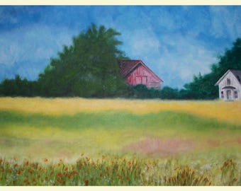 Farm Painting, Iowa painting, Farm Field, Iowa art, Farm art, Oil Painting, Madislandartist, Diane Marie
