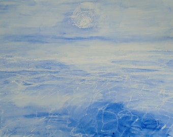 Watercolor Painting, Seascape watercolor, Blue seascape, Madeline Island, Lake Superior art, madislandartist, Diane Marie, FREE SHIPPING