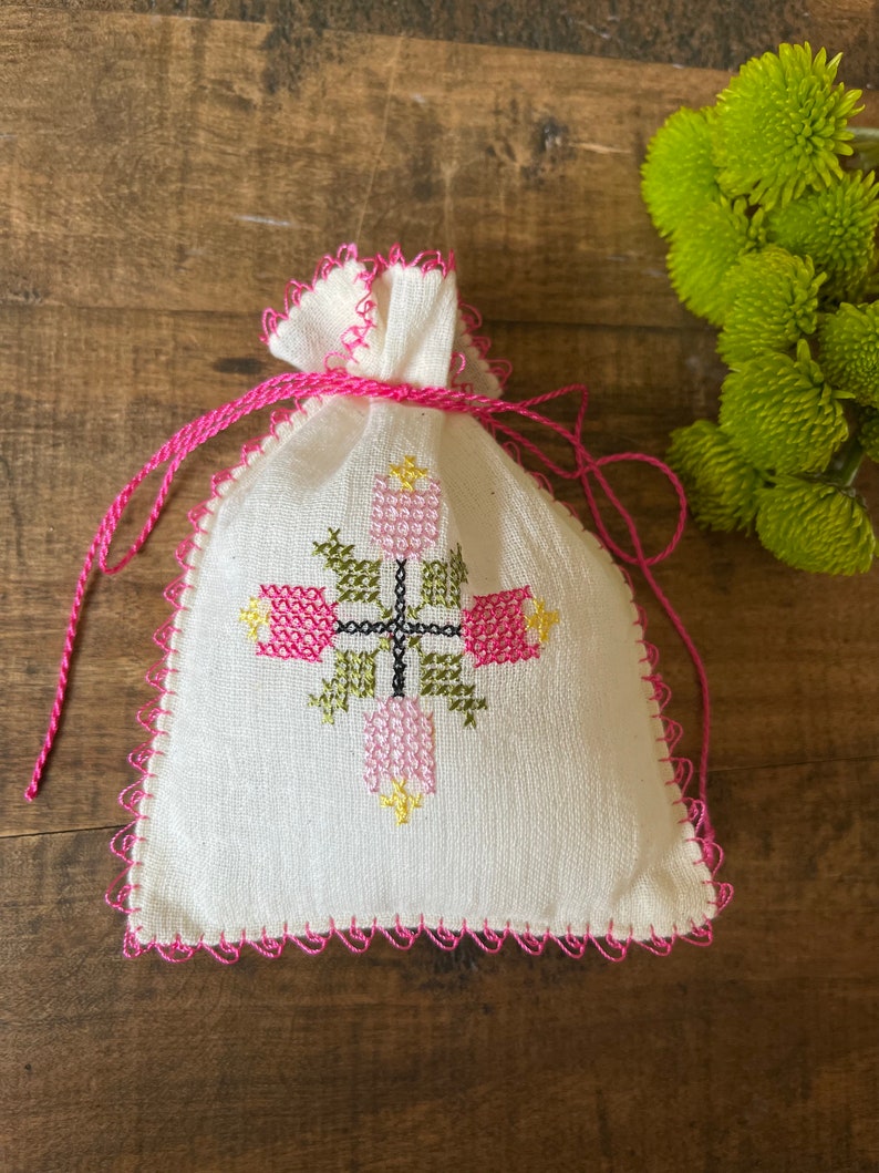 Cotton Lavender Bag Floral Hand Embroidered Lavender Sachets Etsy