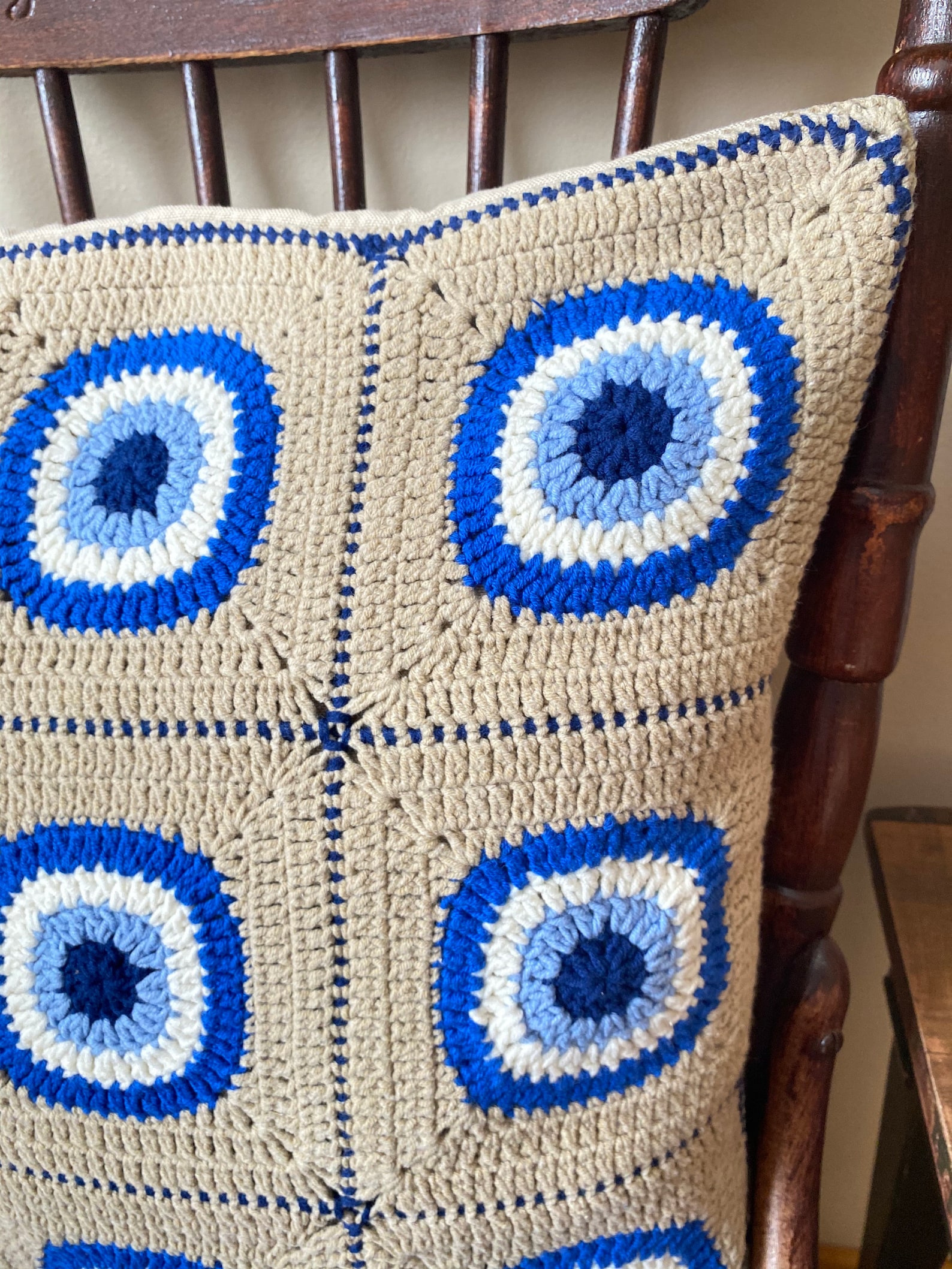 Granny Square Evil Eye Pillow Cover Handmade Crochet Evil Eye Etsy