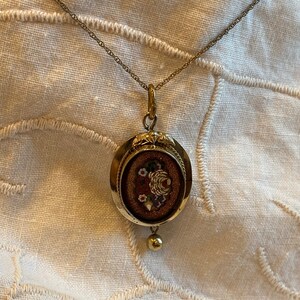 Petite Mosaic and Gold Stone Necklace Goldfilled Pendant