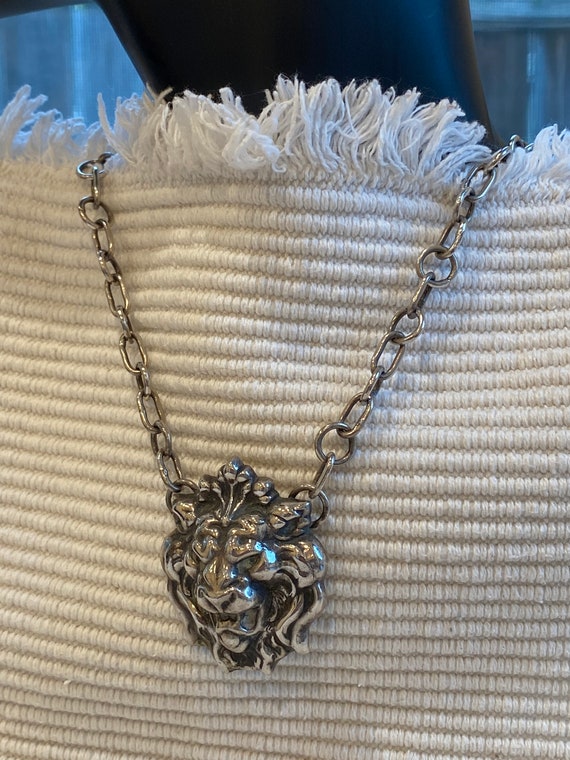 Sterling Lion Necklace Antique Artisan Made (Sale… - image 7