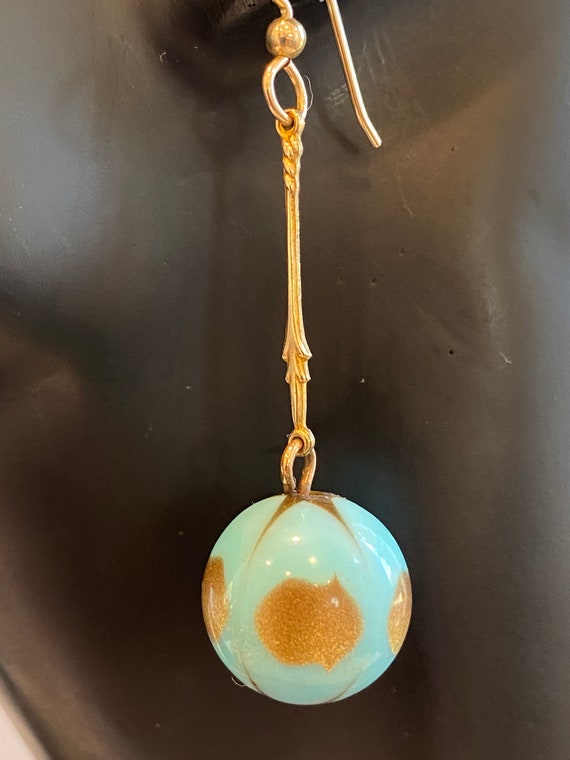 Lucite Turquoise and Gold Earrings Dangle - image 4