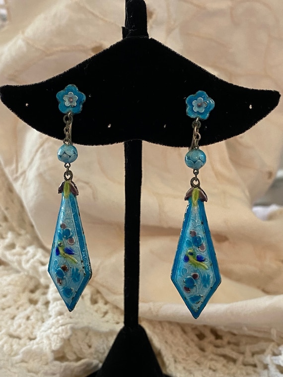Antique Enamel Earrings Chinese Silver (Sale Price