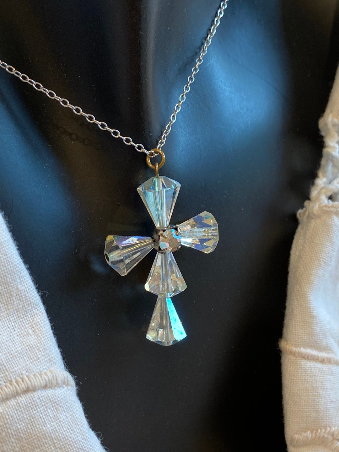 Crystal Cross Rhinestone Sterling Vintage (sale Price) - Etsy