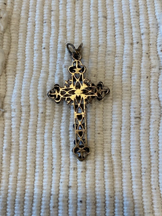 Austro-Hungarian Authentic Multi-Gem Cross Pendan… - image 6