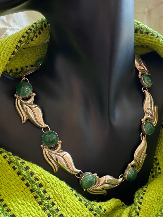 Sterling Jade Necklace Mexican Early (Sale Price) - image 5
