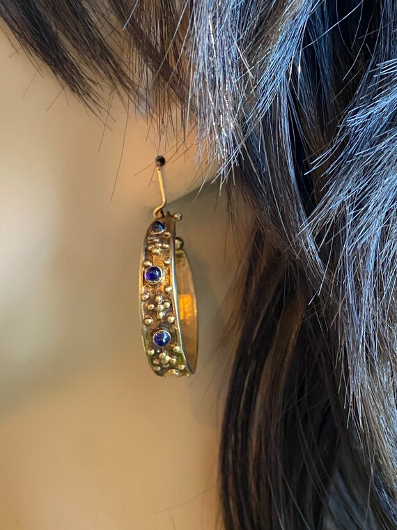 Marcello Fontana Earrings Vermeil Sapphire Color … - image 1