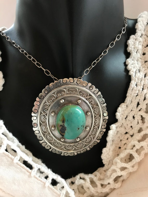 Sterling Turquoise Pin Pendant(Sale Price) - image 3