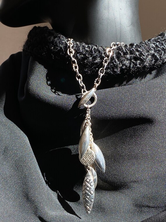 Sterling Necklace Toggle Dangle Signed (Sale Pric… - image 1