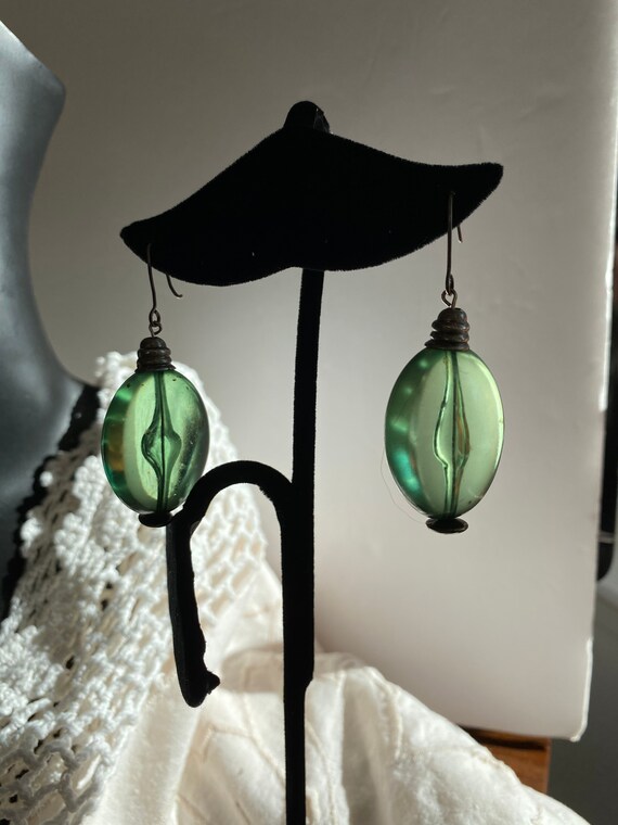 Green Lucite Earrings Vintage - image 4