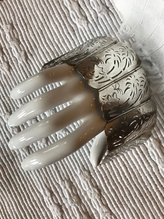 Pierced Sterling Bracelet Mexican Wide (Sale Pric… - image 4