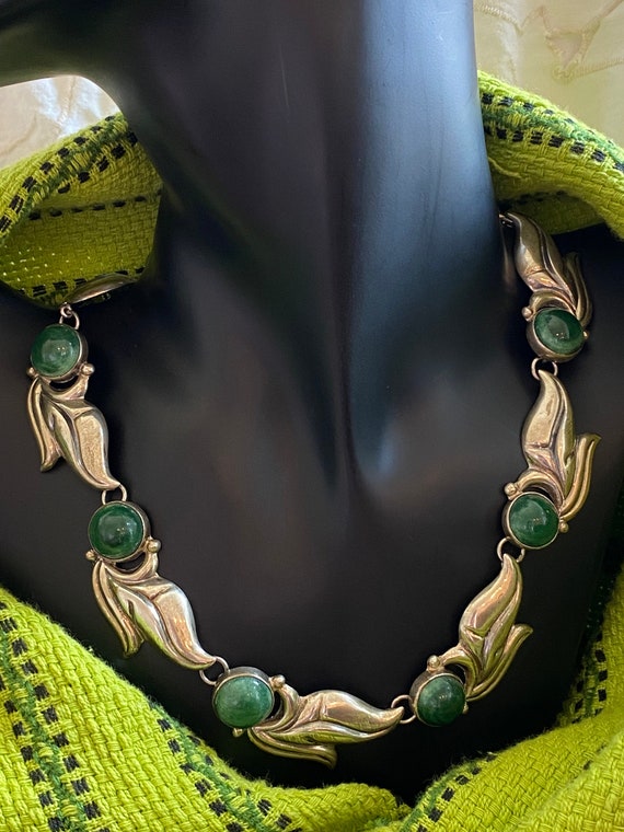 Sterling Jade Necklace Mexican Early (Sale Price) - image 1