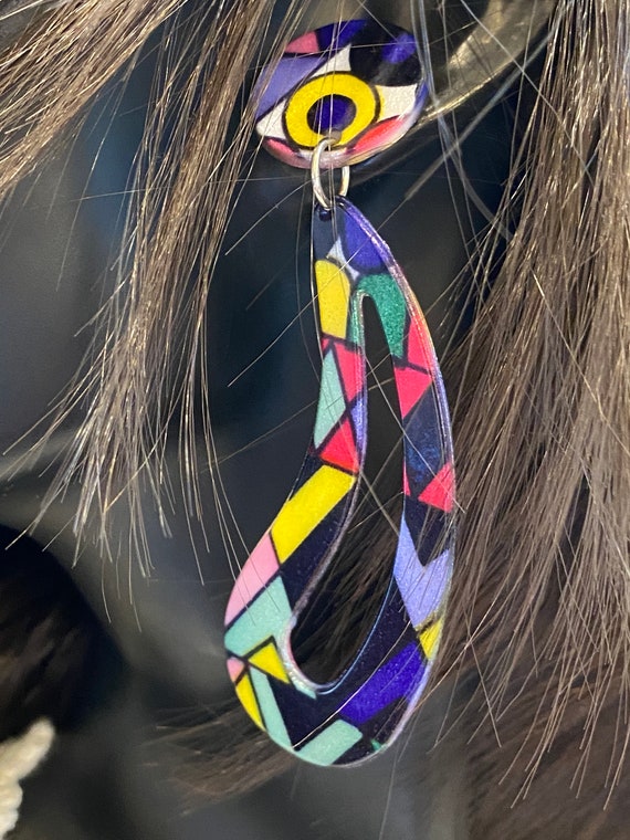 Earrings Dangle Multicolor Retro Lucite (3  Color… - image 2