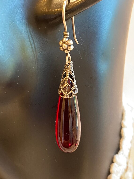 sterling red glass Gem