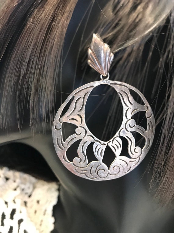 Sterling Dangle Earrings Signed - image 1