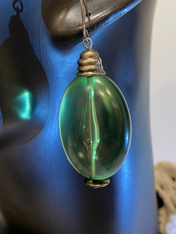 Green Lucite Earrings Vintage - image 5