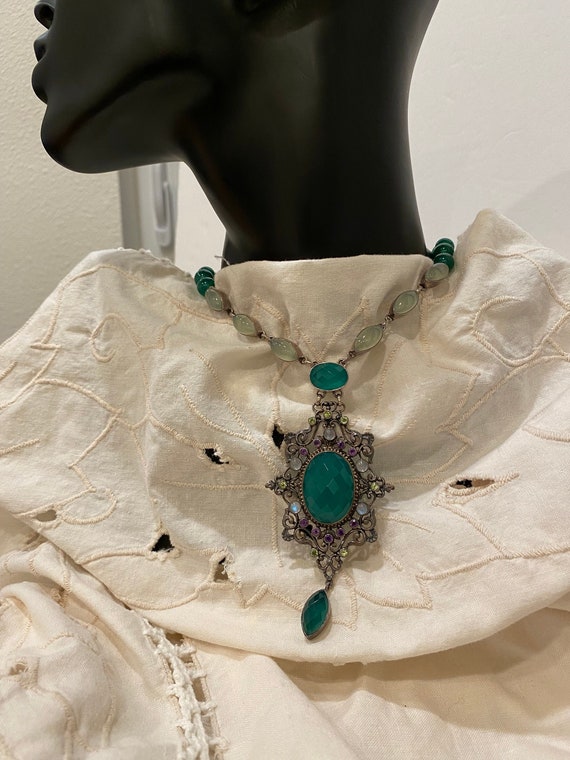 Sterling Austro Hungarian Style Gem Necklace