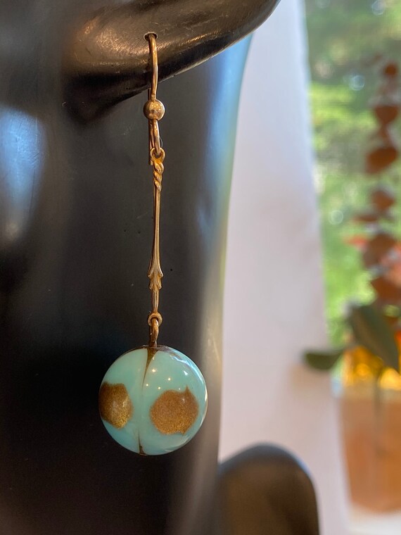Lucite Turquoise and Gold Earrings Dangle - image 8